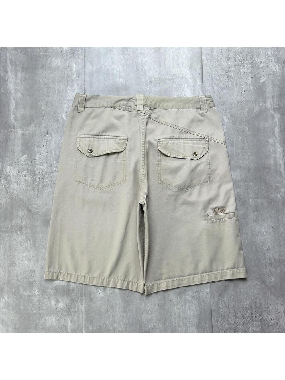 Y2K Beige Anchor Blue Surf Grunge Baggy Skater Shorts
